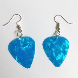 Ocean blue guitar pick earrings